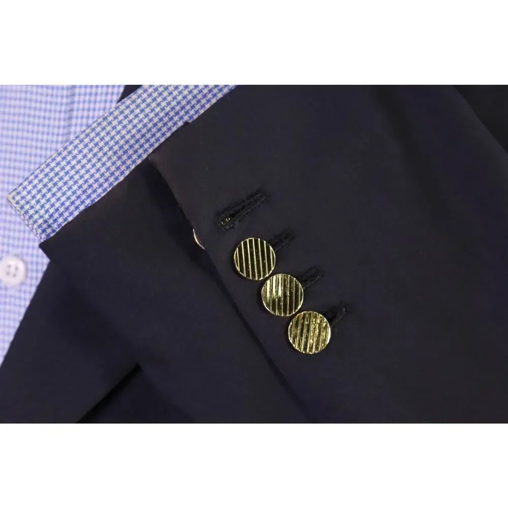 Mario Bosco Adrian Jules Navy Blue Gold Metal Buttons Wool Blazer Jacket 44R